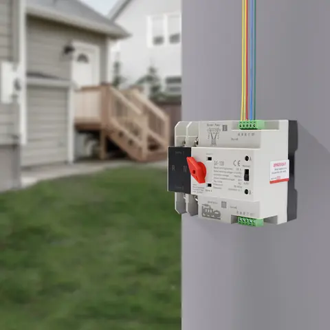 Automatic Transfer Switch, 2P 100 Amp ATS, Dual Power Changeover Switch, Compact 4.21x3.78x2.99 Inch, for Grid Power Switching