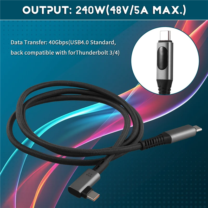 High Quality-USB4 Type-C 240W Fast Charging Cable With LED Digital Display 8K@60Hz 40Gbps Data Transfer Data Cable Right Angle
High Quality-USB4 Type-C 240W Fast Charging Cable With LED Digital Display 8K@60Hz 40Gbps Data Transfer Data Cable Right Angle