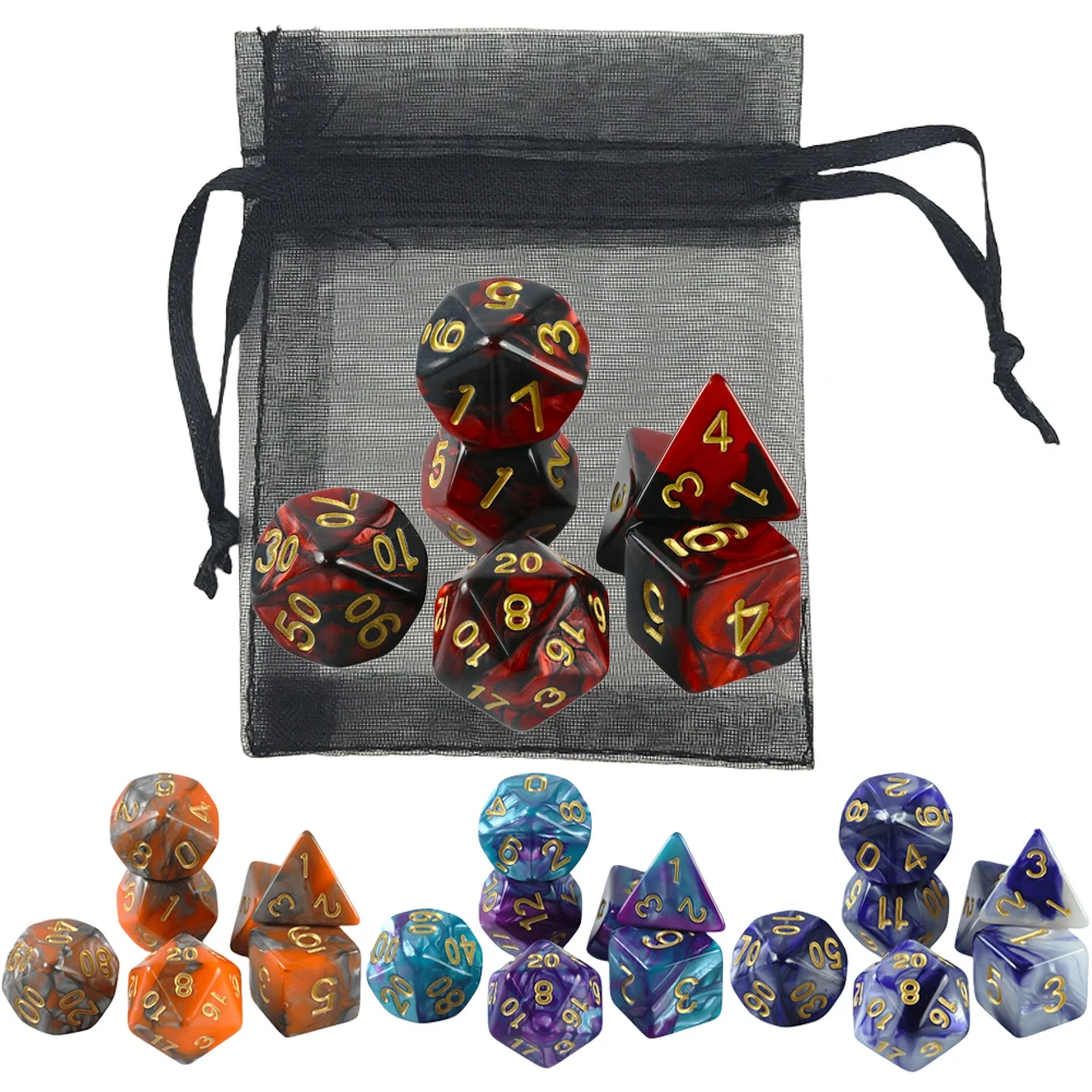 7pcs DND Polyhedral Dice Double-color Dice with A Bag for Board Game DND RPG Role Playing Game Accessories
7pcs DND Polyhedral Dice Double-color Dice with A Bag for Board Game DND RPG Role Playing Game Accessories