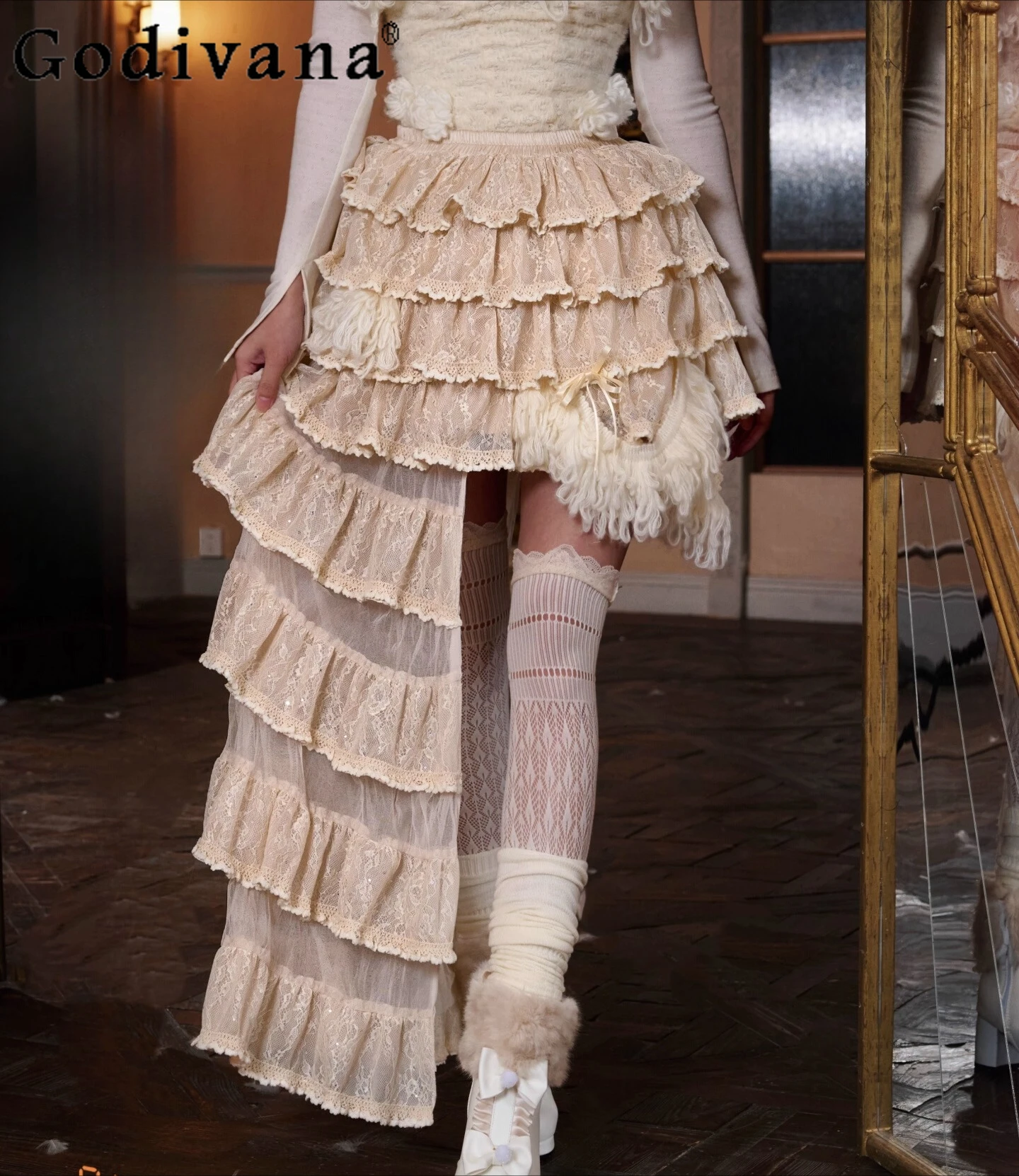 Original Gothic Retro Elegant Irregular Princess Skirt Autumn Winter Punk Elastic Waist Lace Skirt Carnival Party Court Skirts
Original Gothic Retro Elegant Irregular Princess Skirt Autumn Winter Punk Elastic Waist Lace Skirt Carnival Party Court Skirts