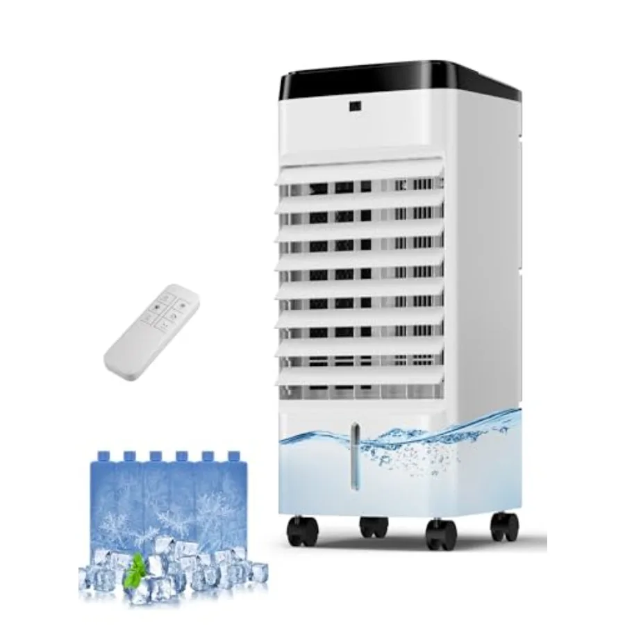 Portable evaporative air cooler for bedroom and office use, plastic housing, white, double water tank with 12H timer, 3-speed c
Portable evaporative air cooler for bedroom and office use, plastic housing, white, double water tank with 12H timer, 3-speed c