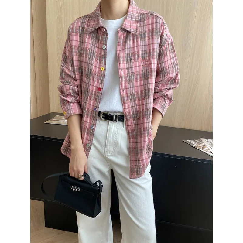 Autumn Button Design Loose Cotton Plaid Long Sleeve Shirt 
Autumn Button Design Loose Cotton Plaid Long Sleeve Shirt