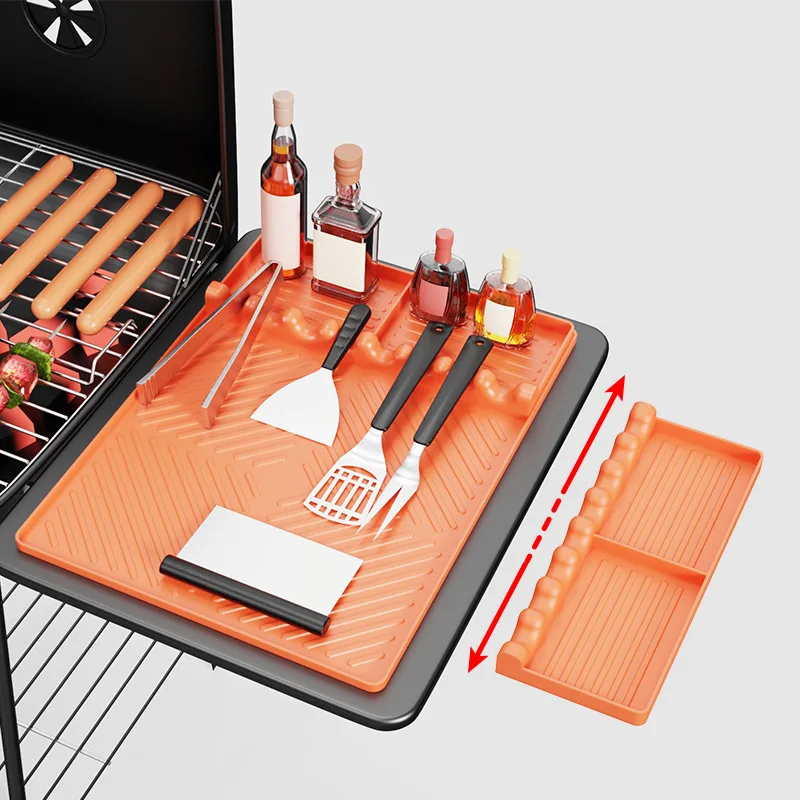 BBQ Side Shelf Silicone Mat Non Slip Heat Resistant Cooking Tool Holder Oil Drip Tray Dustproof Accessories for Outdoor Grilling
BBQ Side Shelf Silicone Mat Non Slip Heat Resistant Cooking Tool Holder Oil Drip Tray Dustproof Accessories for Outdoor Grilling