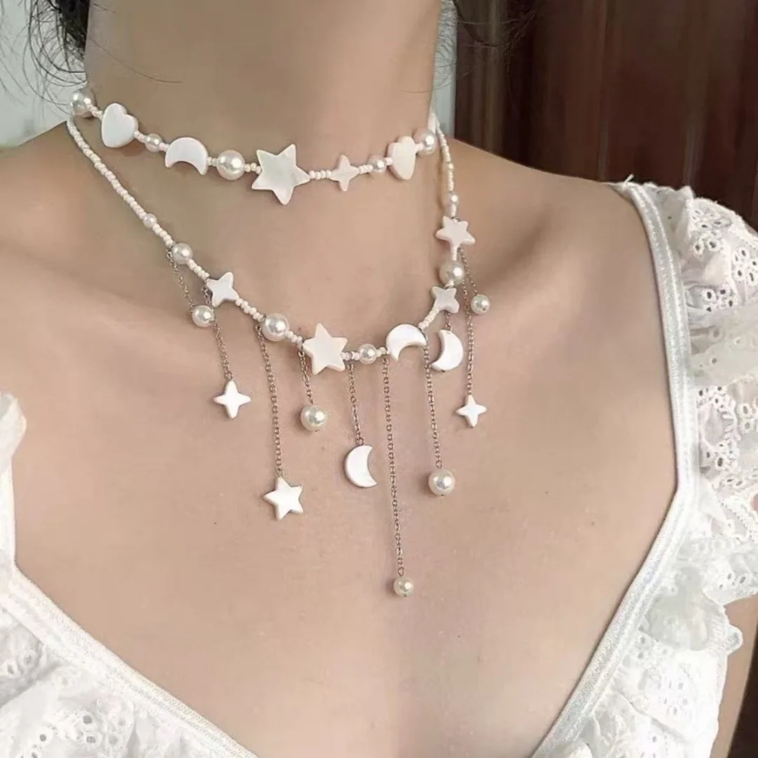 DUTRIEUX Y2K Exquisite Star Moon Tassel Pendant Pearl Necklace For Women Gentle Y2K Choker Clavicle Chain Jewelry Accessory Gift
DUTRIEUX Y2K Exquisite Star Moon Tassel Pendant Pearl Necklace For Women Gentle Y2K Choker Clavicle Chain Jewelry Accessory Gift