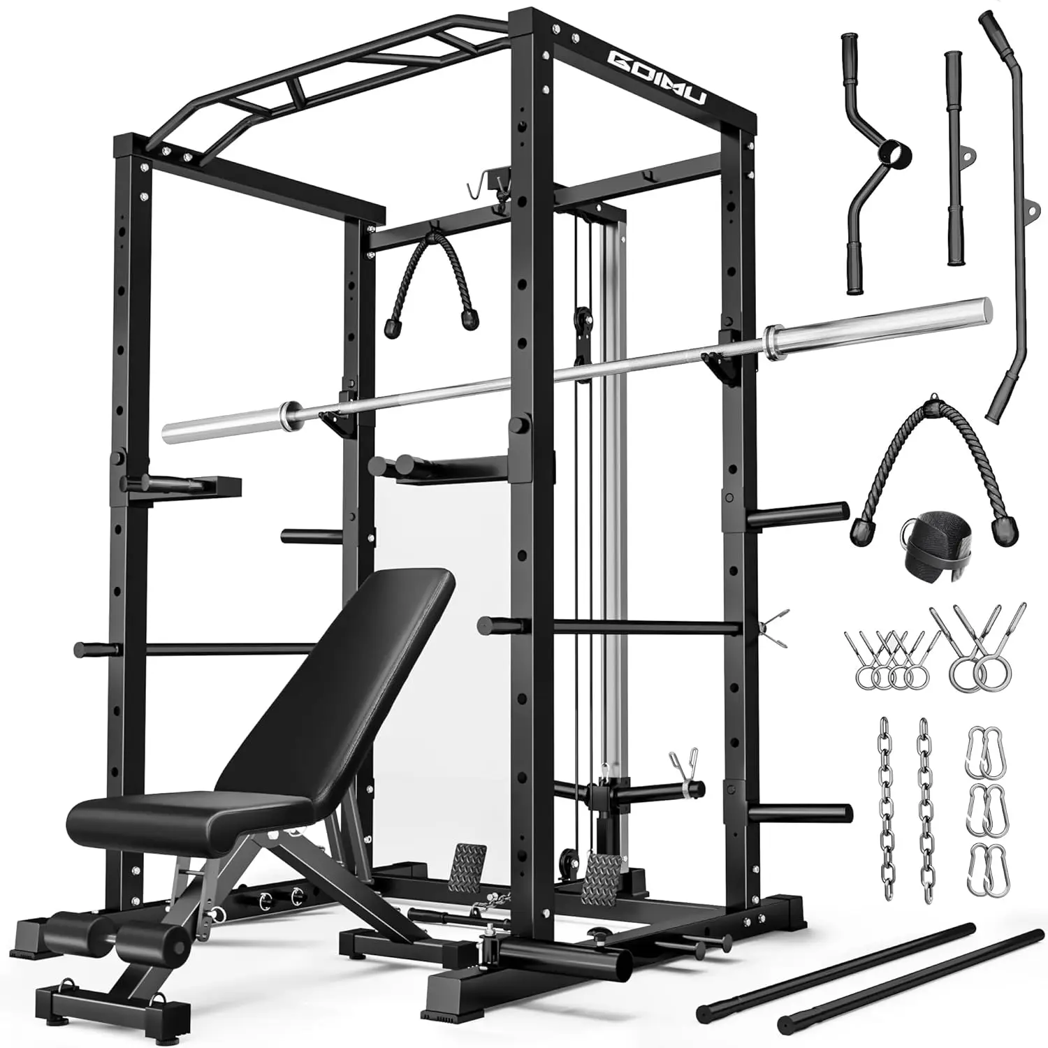 Power Cage, 2000LBS Squat Rack with LAT Pulldown, Adjustable Power Rack Home Gym Machine for Full Body Training
Power Cage, 2000LBS Squat Rack with LAT Pulldown, Adjustable Power Rack Home Gym Machine for Full Body Training