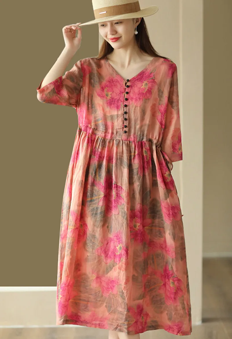 THHONE Dresses for Women 2024 Summer Casual Elastic Waist Korean Beach Style V-Neck Lace-up Button Fashion Robe Ropa De Mujer
THHONE Dresses for Women 2024 Summer Casual Elastic Waist Korean Beach Style V-Neck Lace-up Button Fashion Robe Ropa De Mujer