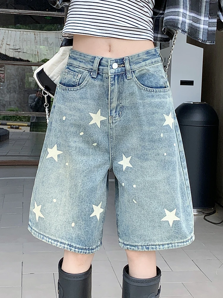 Vintage Star Denim Shorts Women High Waist Wide Leg Loose Casual Straight Leg Baggy Shorts Y2K Harajuku Printed Jeans Shorts
Vintage Star Denim Shorts Women High Waist Wide Leg Loose Casual Straight Leg Baggy Shorts Y2K Harajuku Printed Jeans Shorts