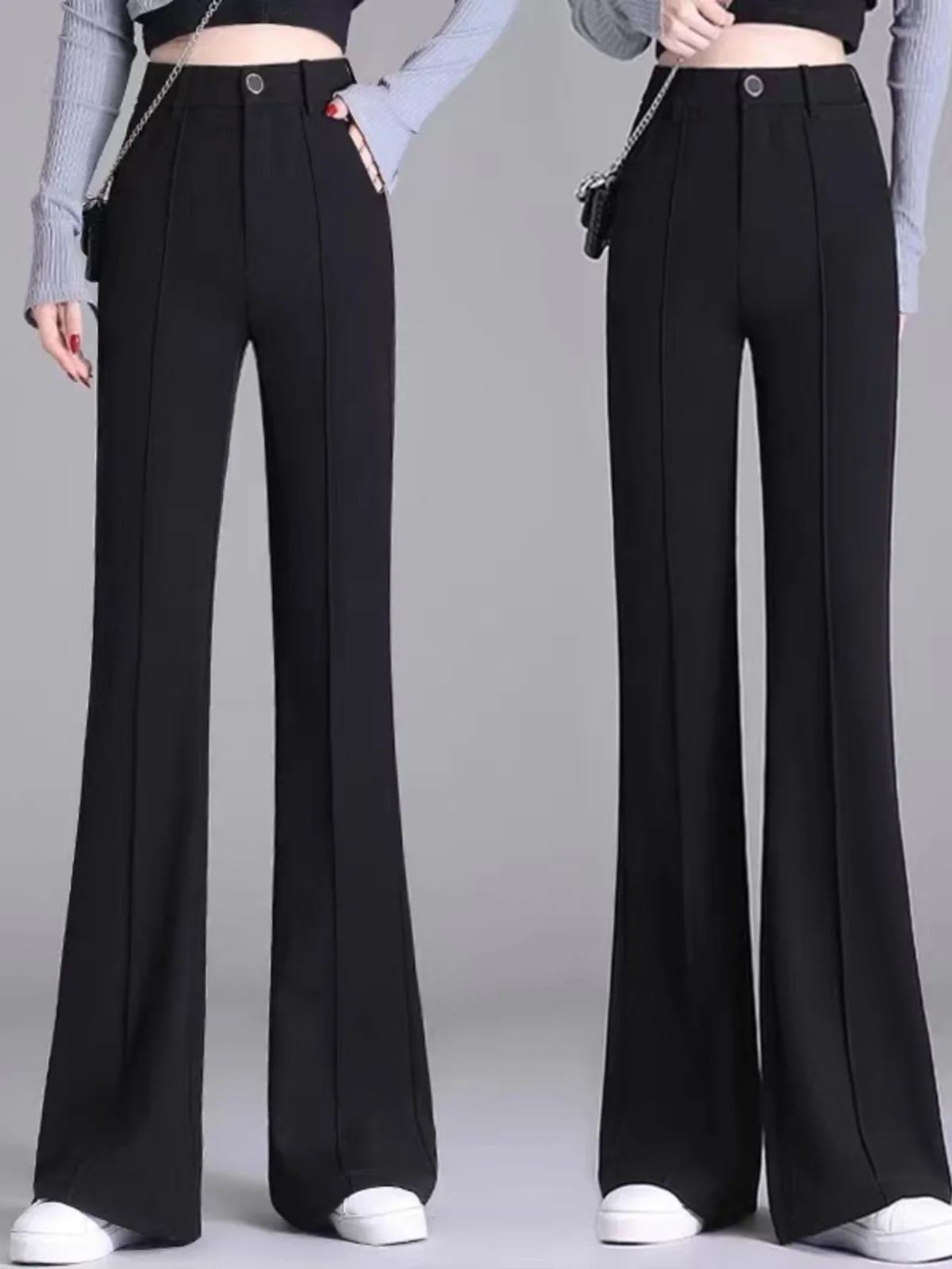 Брюки-клеш с высокой талией, женские повседневные брюки, весна-лето, новинка, корейский стиль, универсальные, стройнящие, струящиеся брюки
Брюки-клеш с высокой талией, женские повседневные брюки, весна-лето, новинка, корейский стиль, универсальные, стройнящие, струящиеся брюки