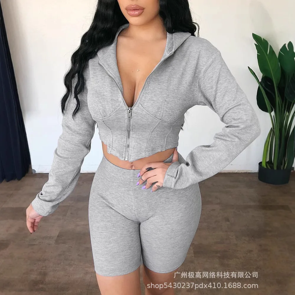 Women Spring Summer 2pcs Clothes Set Long Sleeve Zipper Hoodie Sweatshirt & Shorts Pants
Women Spring Summer 2pcs Clothes Set Long Sleeve Zipper Hoodie Sweatshirt & Shorts Pants