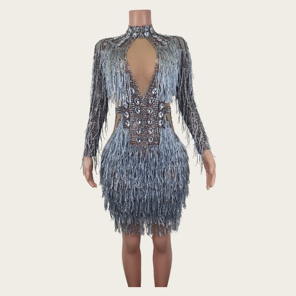 Vestidos Sexy Hollow Out Crystal Fringes Maxi Dress Fashion Women Latin Dance Stage Outfits Sexy Tassel Party Formal Prom Dress
Vestidos Sexy Hollow Out Crystal Fringes Maxi Dress Fashion Women Latin Dance Stage Outfits Sexy Tassel Party Formal Prom Dress