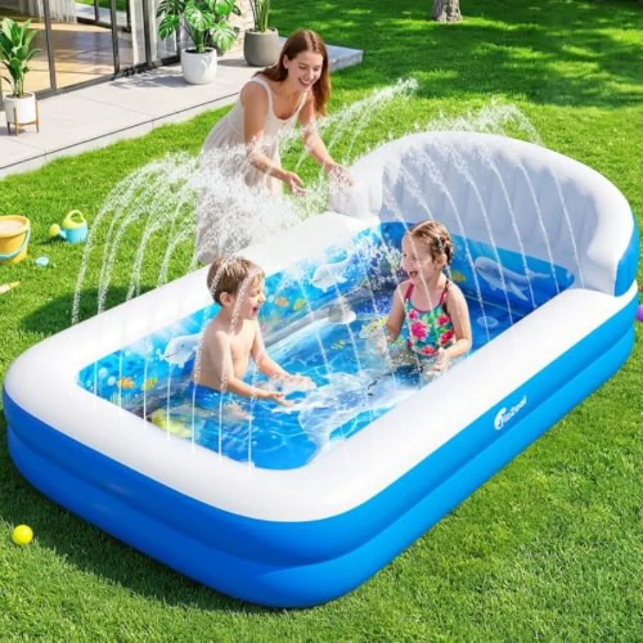 Backyard kids pool for toddlers inflatable PVC pool with blue color and built-in sprinkler plus big backrest for comfort and sa
Backyard kids pool for toddlers inflatable PVC pool with blue color and built-in sprinkler plus big backrest for comfort and sa