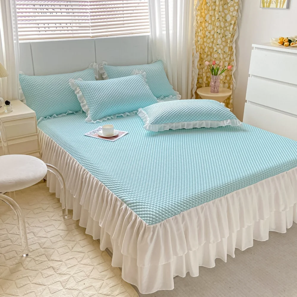 2/3pcs Summer Cooling Bed Skirt Set Solid Color Princess Mattress Cover Single Mat Room Decor Bedspread Ice Silk Bean Cool Mat
2/3pcs Summer Cooling Bed Skirt Set Solid Color Princess Mattress Cover Single Mat Room Decor Bedspread Ice Silk Bean Cool Mat