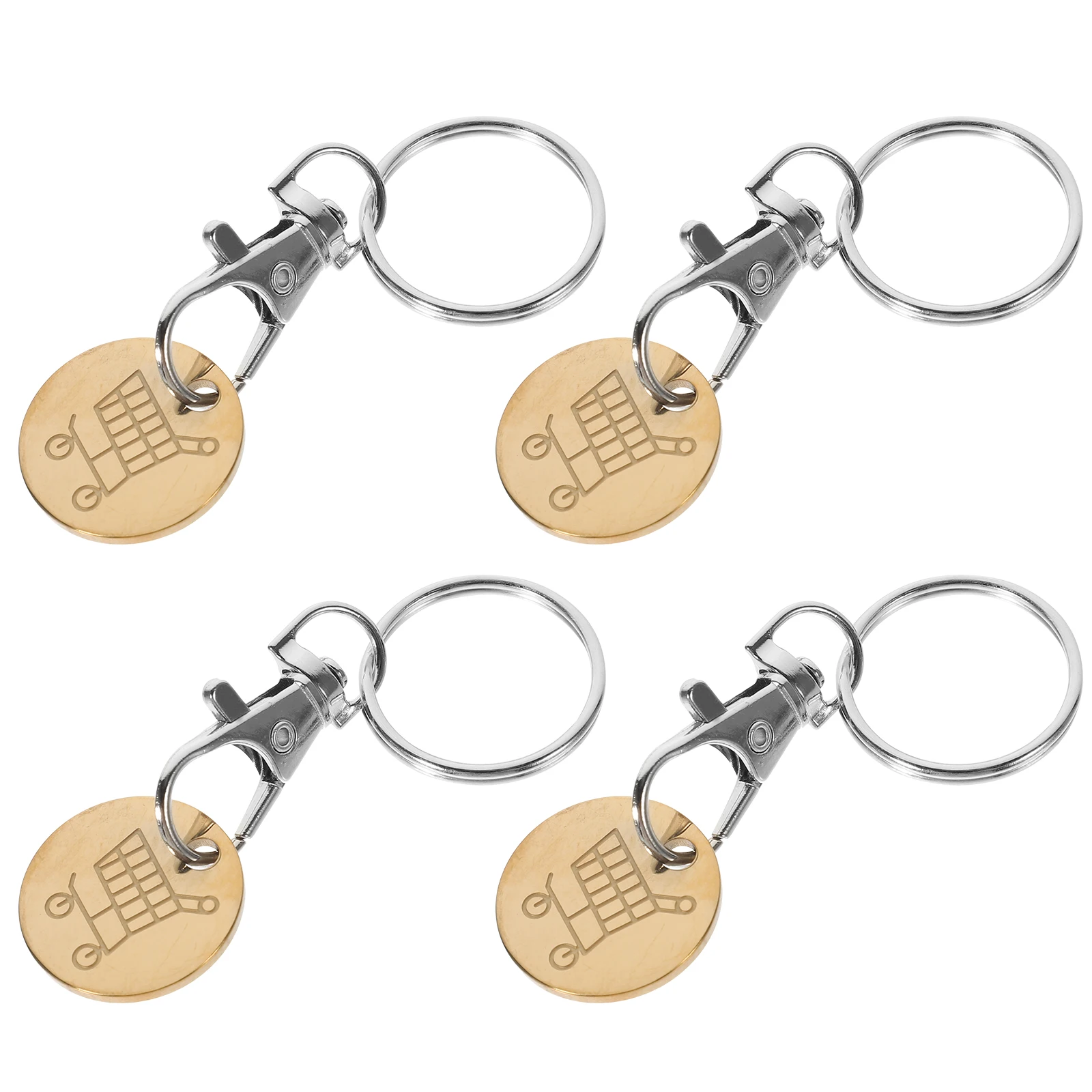 4 Pcs Shopping Cart Pendants Trolley Tokens Key Buckles Keychain Ornament Small Keyrings Metal Remover
4 Pcs Shopping Cart Pendants Trolley Tokens Key Buckles Keychain Ornament Small Keyrings Metal Remover