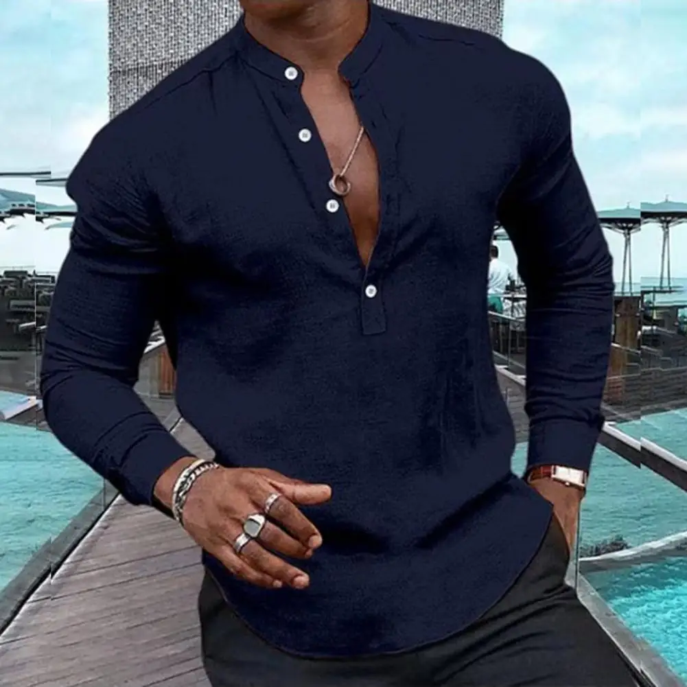 Men Neck Shirt Casual Shirt Long Sleeve Slim Fit Solid Color Button down Shirt Men's Button Neck Shirts Daily Top
Men Neck Shirt Casual Shirt Long Sleeve Slim Fit Solid Color Button down Shirt Men's Button Neck Shirts Daily Top
