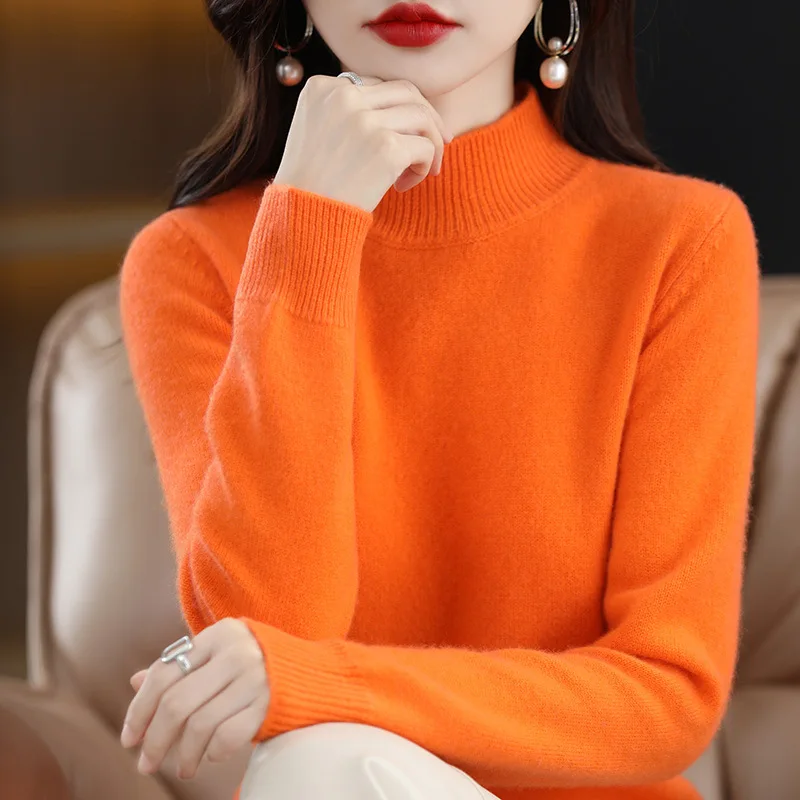 Women's Clothing Autumn winter Jumpers new semi high neck long sleeved top loose slimming versatile knitted Pullovers Sweaters
Women's Clothing Autumn winter Jumpers new semi high neck long sleeved top loose slimming versatile knitted Pullovers Sweaters