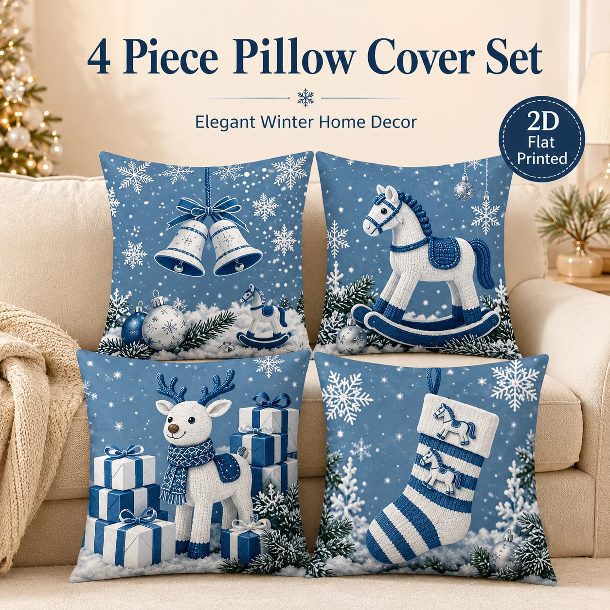 4 Pcs Holiday Reindeer Cushion Covers 2D Flat Printed Peach Skin Coussin Room Decor Winter Blue Christmas Pillowcase Set Sofa
4 Pcs Holiday Reindeer Cushion Covers 2D Flat Printed Peach Skin Coussin Room Decor Winter Blue Christmas Pillowcase Set Sofa