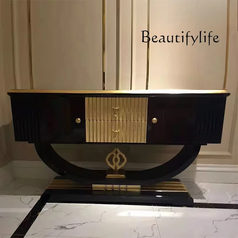 Simple post-modern light luxury foyer furniture, solid wood dining side cabinet, custom entrance foyer entrance cabinet
Simple post-modern light luxury foyer furniture, solid wood dining side cabinet, custom entrance foyer entrance cabinet