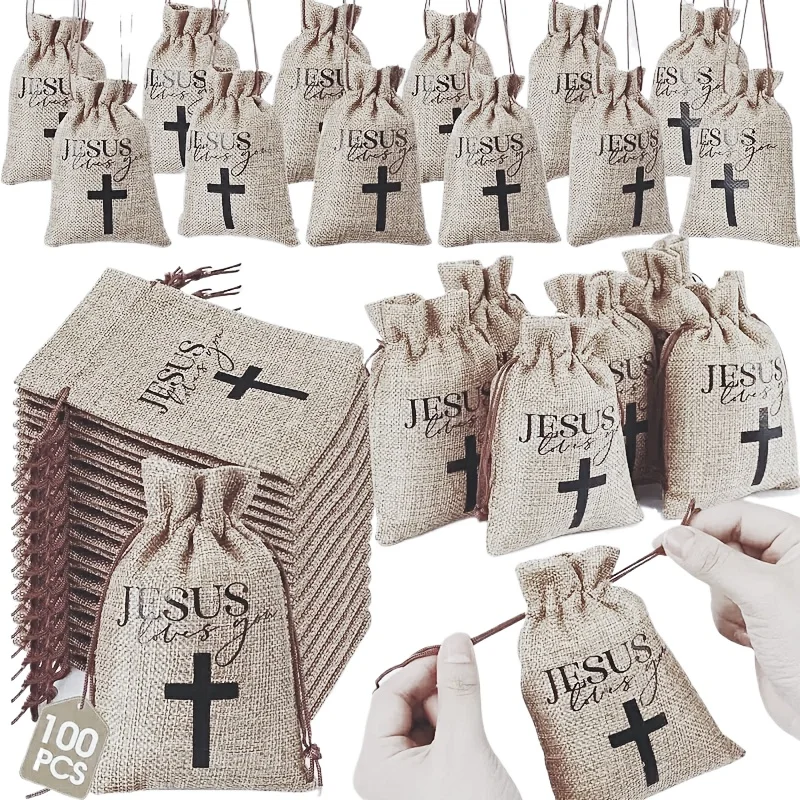 100pcs "Jesus Loves You" Drawstring Gift Bag - Wholesale - Durable Coarse Hemp And Jute Gift Bags With Drawstrings, Suitable For
100pcs "Jesus Loves You" Drawstring Gift Bag - Wholesale - Durable Coarse Hemp And Jute Gift Bags With Drawstrings, Suitable For