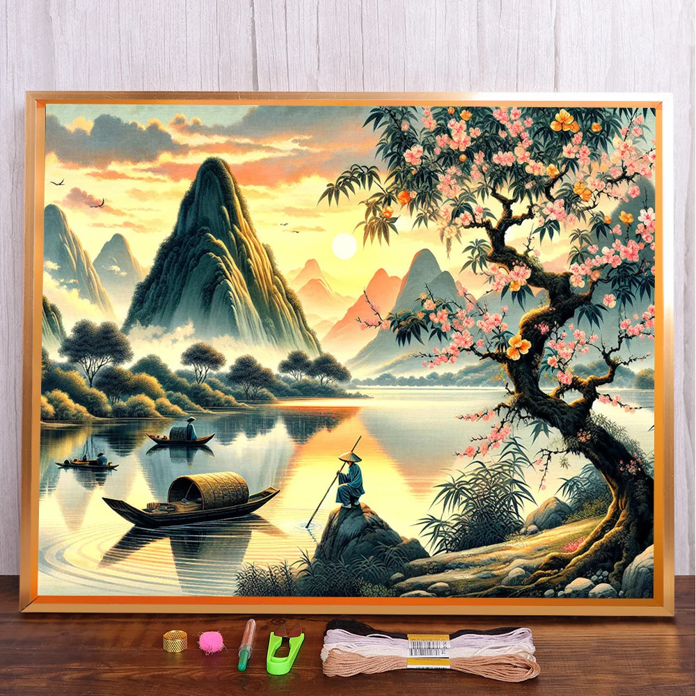 Landscape Boatman Printed Fabric Cross Stitch Set Embroidery DMC Threads Painting Knitting Craft Handmade Sales Design Wholesale
Landscape Boatman Printed Fabric Cross Stitch Set Embroidery DMC Threads Painting Knitting Craft Handmade Sales Design Wholesale