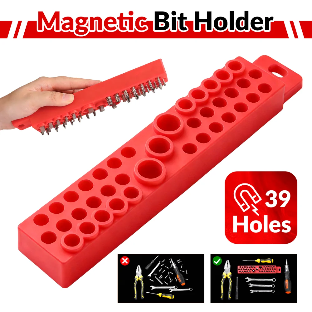 39 Holes Magnetic Hex Bit Holder Organizer, Bit Storage Bracket, For 1/4 Inch Screwdriver Bit, Quick to Store and Easy to Access
39 Holes Magnetic Hex Bit Holder Organizer, Bit Storage Bracket, For 1/4 Inch Screwdriver Bit, Quick to Store and Easy to Access