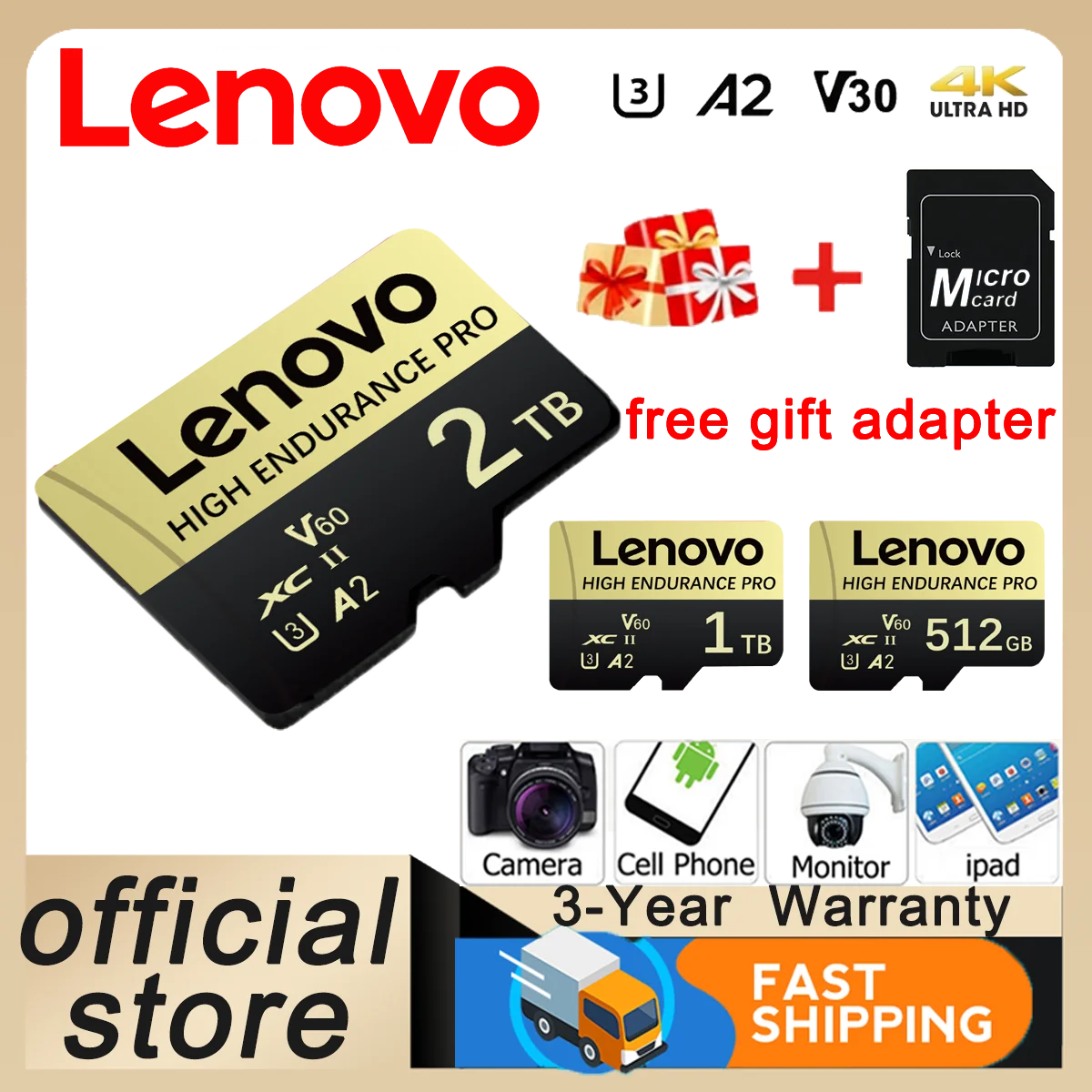 Lenovo TF Memory Card 2TB High Speed Micro SD Card 1TB 512GB 256GB 128GB A2 U3 V60 SD TF Flash Cards for Xiaomi Phone Computer
Lenovo TF Memory Card 2TB High Speed Micro SD Card 1TB 512GB 256GB 128GB A2 U3 V60 SD TF Flash Cards for Xiaomi Phone Computer