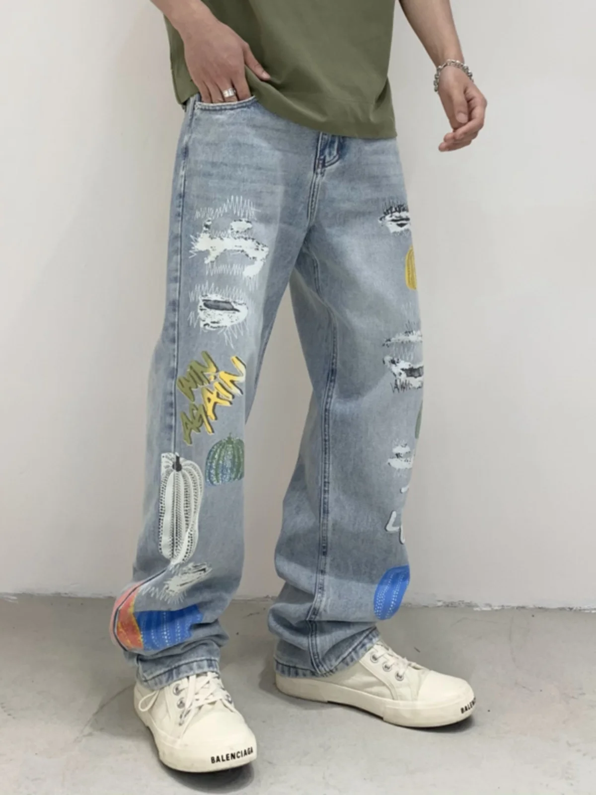 Digital Print Men's Jeans Casual Loose Straight Leg Long Trousers Trendy American Brand Youthful Wear Resistant Stone Wa
Digital Print Men's Jeans Casual Loose Straight Leg Long Trousers Trendy American Brand Youthful Wear Resistant Stone Wa