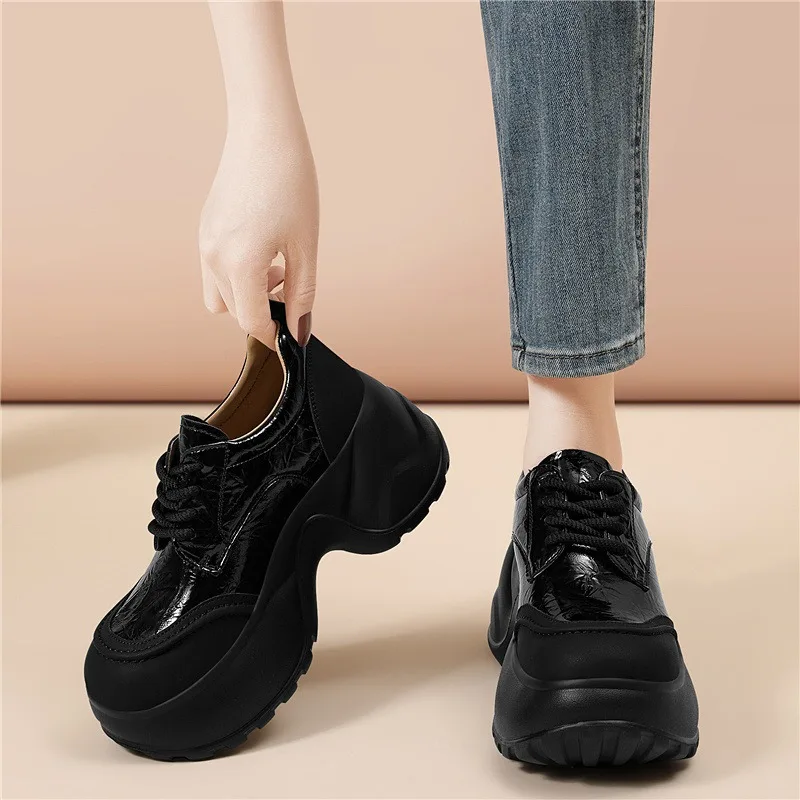 Women's Black Mary Jane Loafers Round Toe Low Top Microfiber Lace-Up Chunky Platform Height Increasing 6-8CM Soft Sole Shoes
Women's Black Mary Jane Loafers Round Toe Low Top Microfiber Lace-Up Chunky Platform Height Increasing 6-8CM Soft Sole Shoes