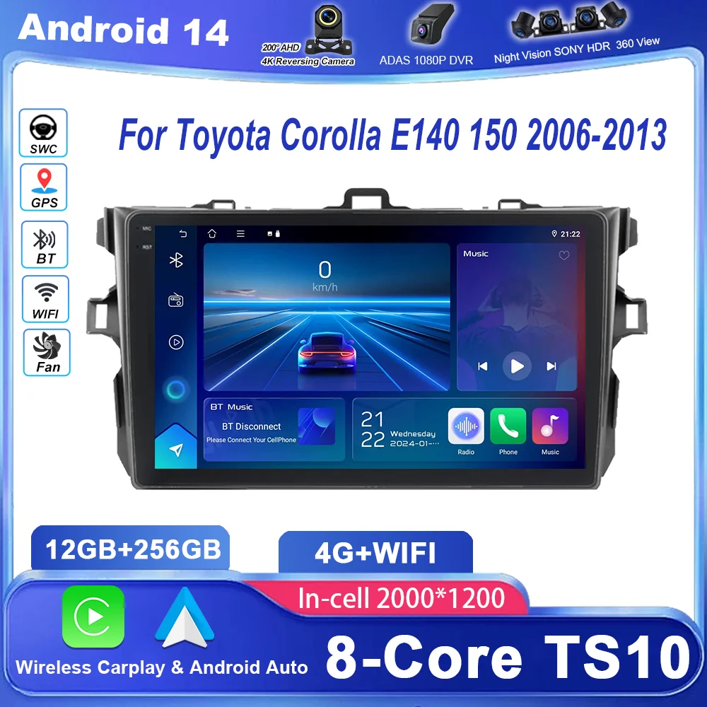Car Android 14 Radio Stereo Auto For Toyota Corolla E140 150 2006-2013 Multimedia Video Player GPS Navigation WIFI QLED Screen
Car Android 14 Radio Stereo Auto For Toyota Corolla E140 150 2006-2013 Multimedia Video Player GPS Navigation WIFI QLED Screen