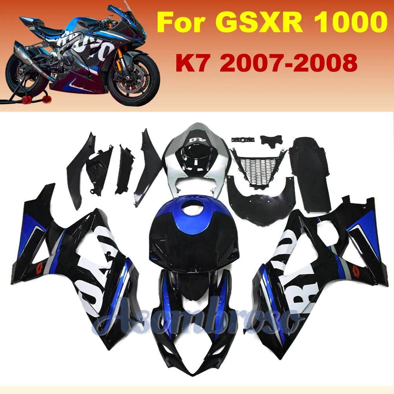 Custom Fairing Set For Suzuki GSXR 1000 2007 2008 GSX-R1000 Injection ABS Full Motorcycle Panels
Custom Fairing Set For Suzuki GSXR 1000 2007 2008 GSX-R1000 Injection ABS Full Motorcycle Panels