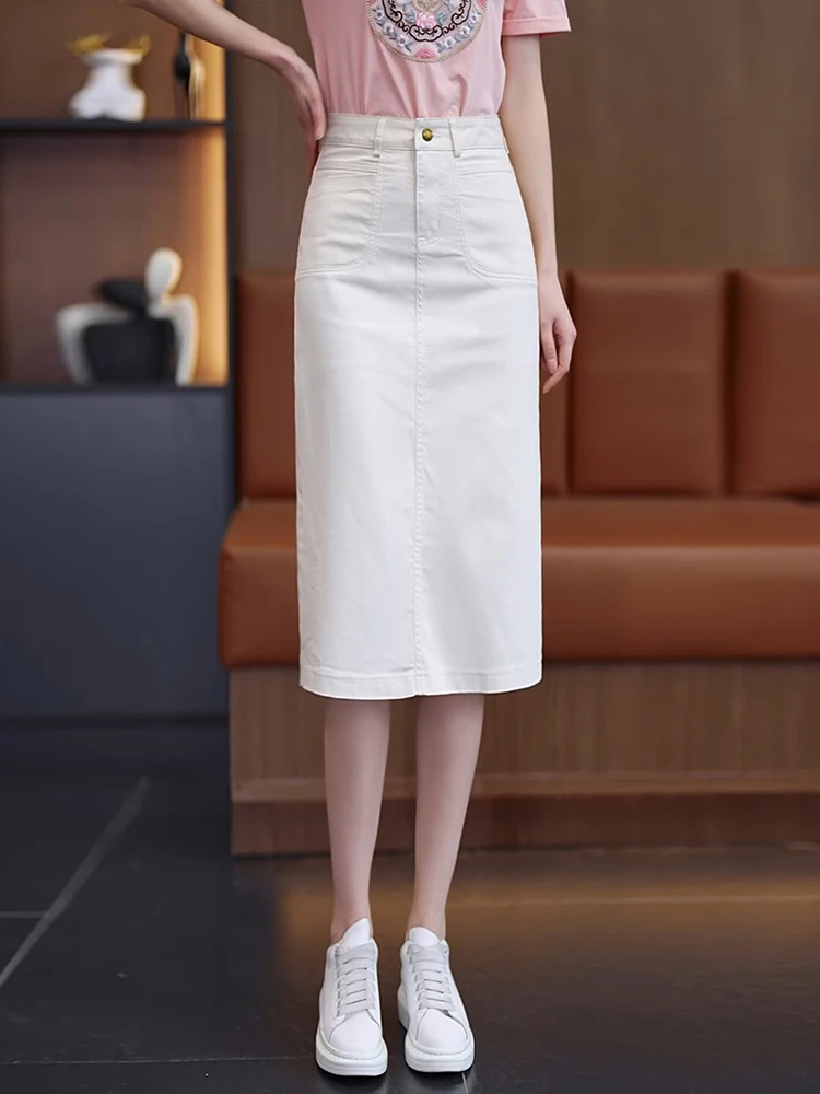White Denim High Waist Slimming Midi Straight Cut Skirt Women's Summer Thin New Style Casual High Waist Flared Skirt
White Denim High Waist Slimming Midi Straight Cut Skirt Women's Summer Thin New Style Casual High Waist Flared Skirt