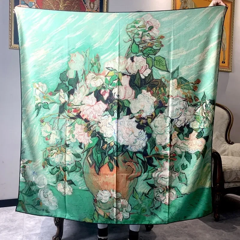 High-end Elegant Women's Fashion White Tea Flower Double-sided Print Quality Silk Wool Hand-rolled Edge Large Square Scarf Shawl
High-end Elegant Women's Fashion White Tea Flower Double-sided Print Quality Silk Wool Hand-rolled Edge Large Square Scarf Shawl