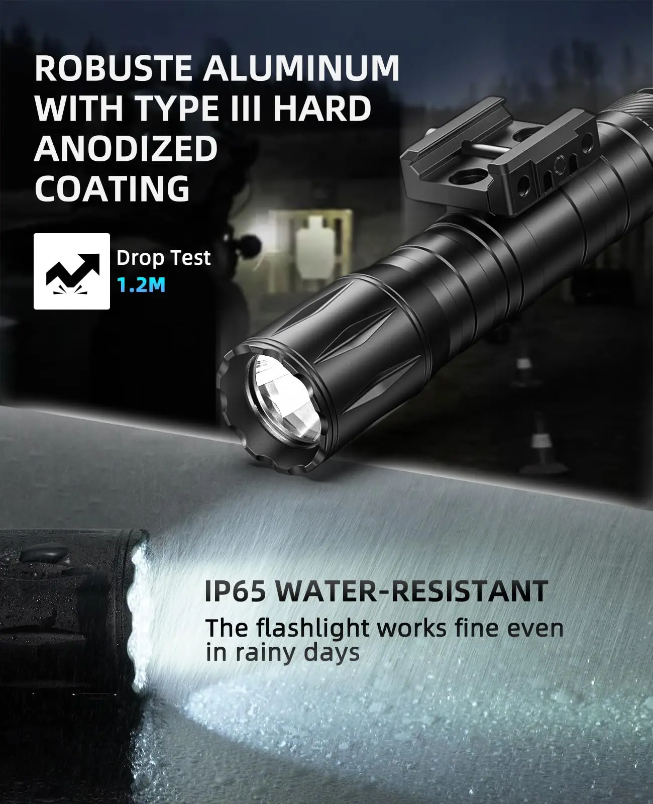 1800 Lumens Rifle Flashlight with Pressure Switch Offset Picatinny Light Strobe Mode for Hunting Compatible with Picatinny Rail
1800 Lumens Rifle Flashlight with Pressure Switch Offset Picatinny Light Strobe Mode for Hunting Compatible with Picatinny Rail