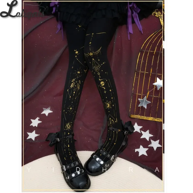 Gothic Black Lolita Pantyhose 120D Velvet Constellation Print Tights ~ Star Track by Yidhra
Gothic Black Lolita Pantyhose 120D Velvet Constellation Print Tights ~ Star Track by Yidhra