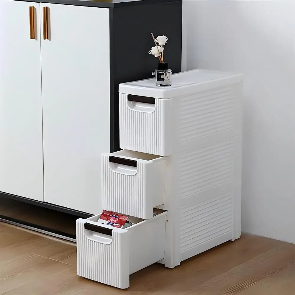 3-Tier Narrow Storage Cabinet, Slim Bathroom Rolling Cart With Drawers Movable Plastic Floor Storage Tower For Living Room,
3-Tier Narrow Storage Cabinet, Slim Bathroom Rolling Cart With Drawers Movable Plastic Floor Storage Tower For Living Room,