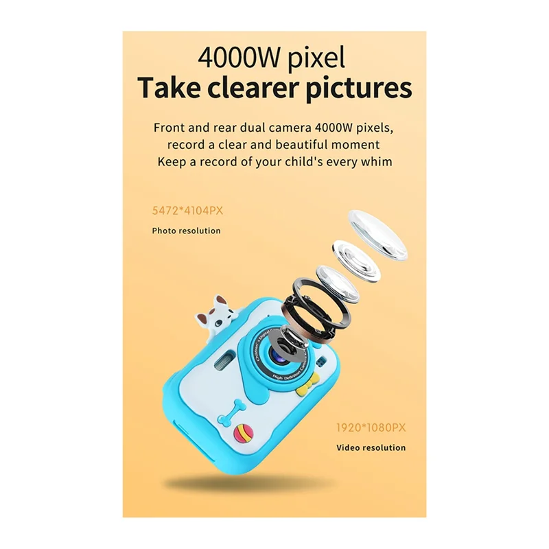 A8S HD Dual Lens 4000W Pixel 5472X4104PX Photo Resolution Without Memory Card Children's Camera,Pink Durable Easy Install-AU47
A8S HD Dual Lens 4000W Pixel 5472X4104PX Photo Resolution Without Memory Card Children's Camera,Pink Durable Easy Install-AU47