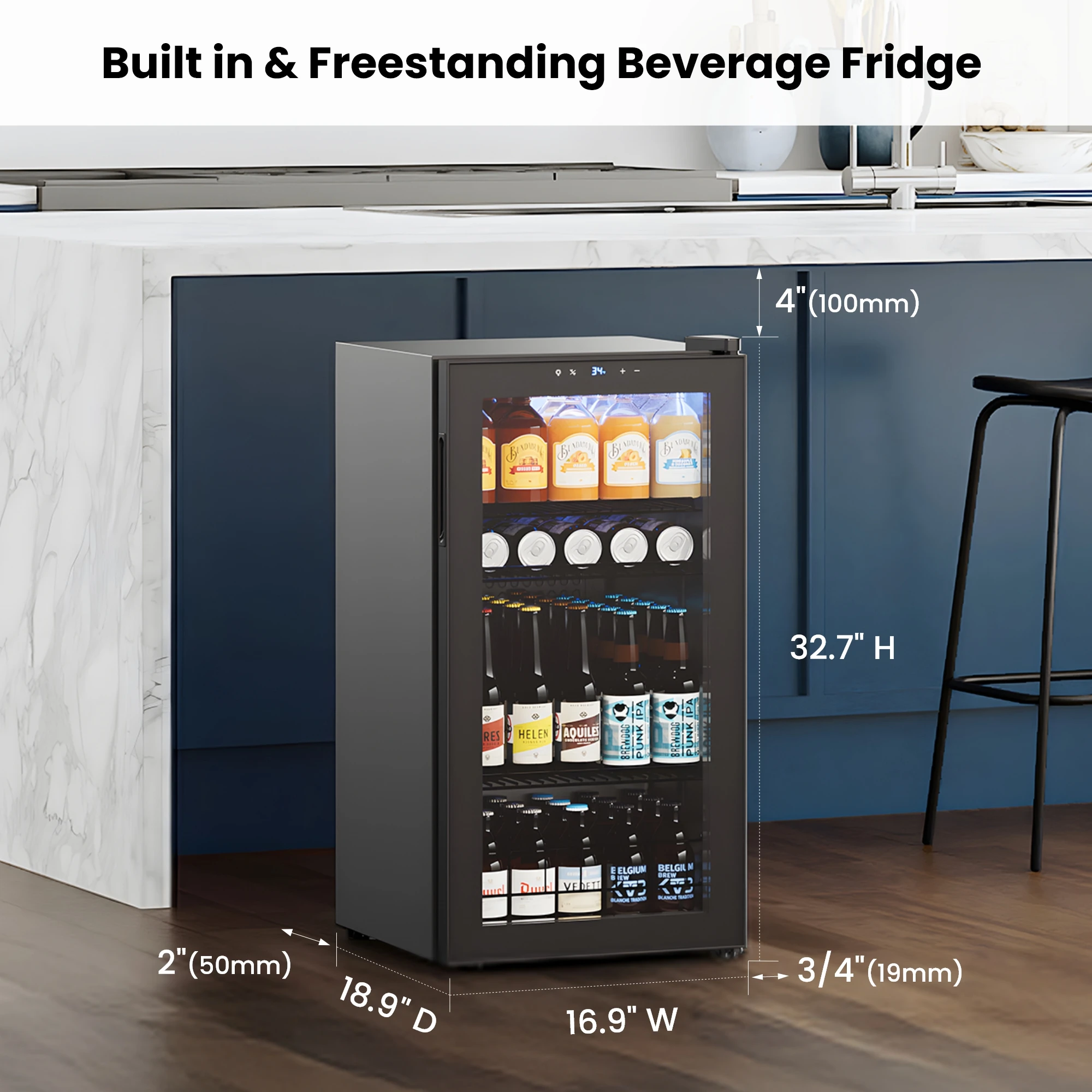 95-Can Glass Door Mini Fridge Cooler Beverage Refrigerator for Wine, Soda, and Home Bar Use
95-Can Glass Door Mini Fridge Cooler Beverage Refrigerator for Wine, Soda, and Home Bar Use