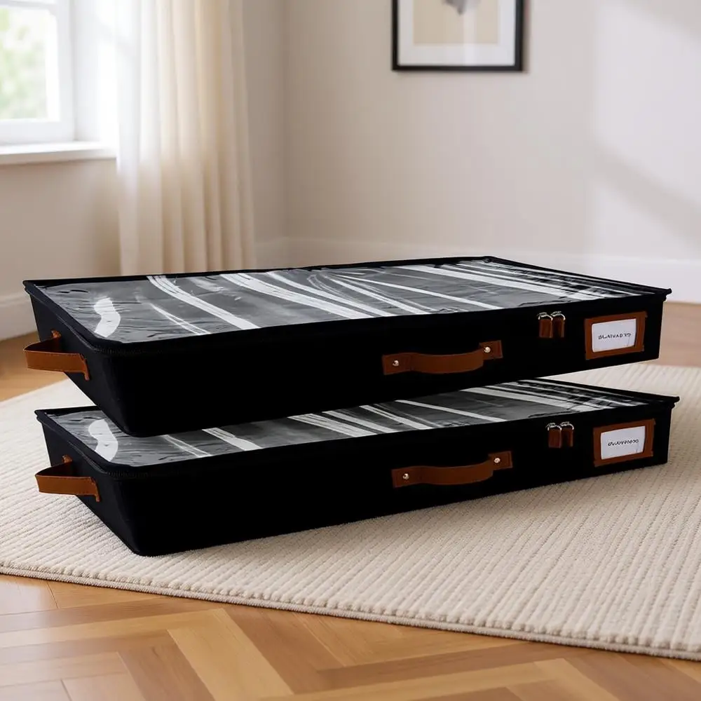 Тонкие коробки для хранения под кроватью с крышками для одежды, одеял, тканей и обуви (черные)
Тонкие коробки для хранения под кроватью с крышками для одежды, одеял, тканей и обуви (черные)