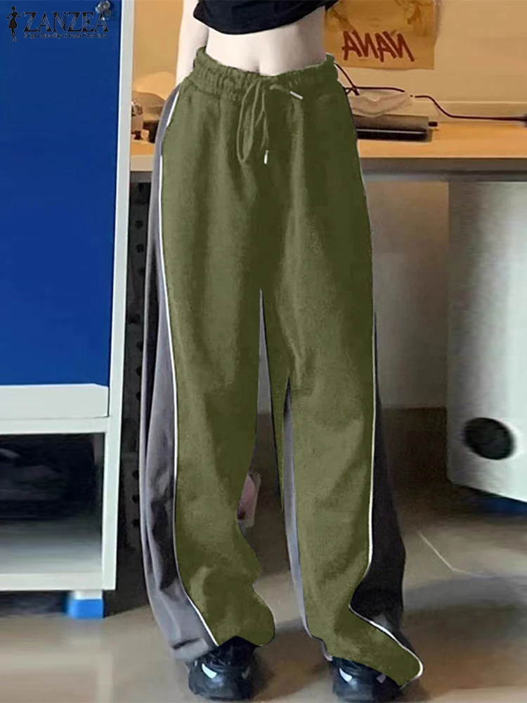 ZANZEA Sporty Wide Leg Pants Women Casual Color Patchwork Long Trousers 2025 Fashion Elastic Waist Loose Streetwear Pantalons
ZANZEA Sporty Wide Leg Pants Women Casual Color Patchwork Long Trousers 2025 Fashion Elastic Waist Loose Streetwear Pantalons