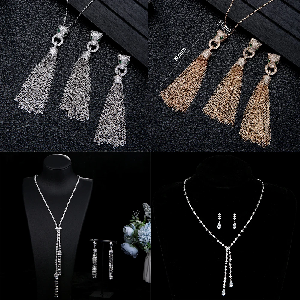 Fashion Leopard Head Tassel Sweater Chain selling new necklace set Exquisite necklace and earring 2-piece wedding set gift
Fashion Leopard Head Tassel Sweater Chain selling new necklace set Exquisite necklace and earring 2-piece wedding set gift