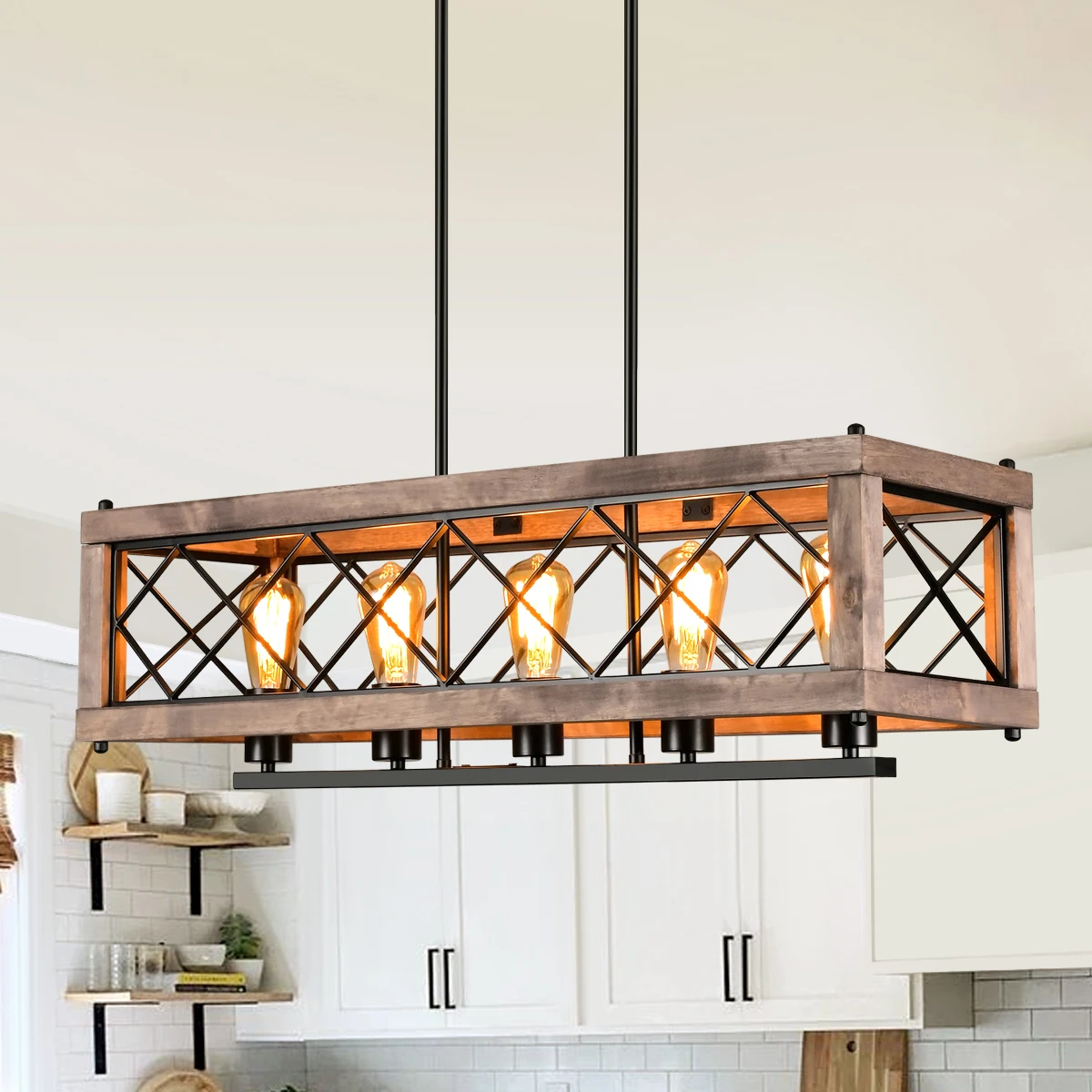 MantoLite Hanging Lamps for Ceiling Fixtures, Dining Room Kitchen Island Ceiling Chandelier Height Adjustable Wood Hanging Light
MantoLite Hanging Lamps for Ceiling Fixtures, Dining Room Kitchen Island Ceiling Chandelier Height Adjustable Wood Hanging Light
