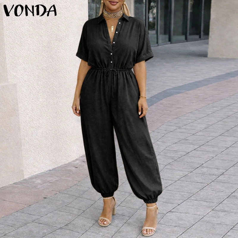 VONDA Summer Women Jumpsuits Solid Color Casual Rompers Playsuit Elegant OL Work Overalls Trousers Turn-down Collar Streetwear
VONDA Summer Women Jumpsuits Solid Color Casual Rompers Playsuit Elegant OL Work Overalls Trousers Turn-down Collar Streetwear