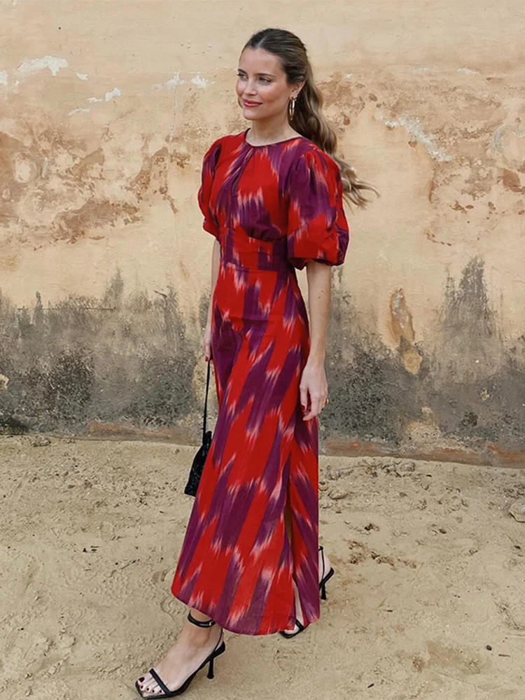 Elegant Tie Dyed Backless Lace Up Midi Dress Women Chic Box Neck Puff Sleeves Split A-line Robe 2024 New Female Party Skirt
Elegant Tie Dyed Backless Lace Up Midi Dress Women Chic Box Neck Puff Sleeves Split A-line Robe 2024 New Female Party Skirt