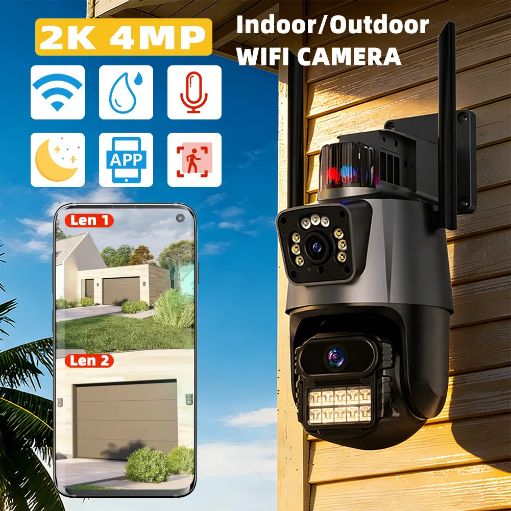 4MP + 4MP AI автоматическое отслеживание Wi-Fi уличная камера с двойным объективом умное наблюдение полицейская сигнализация стробоскоп двойной экран дисплей
4MP + 4MP AI автоматическое отслеживание Wi-Fi уличная камера с двойным объективом умное наблюдение полицейская сигнализация стробоскоп двойной экран дисплей