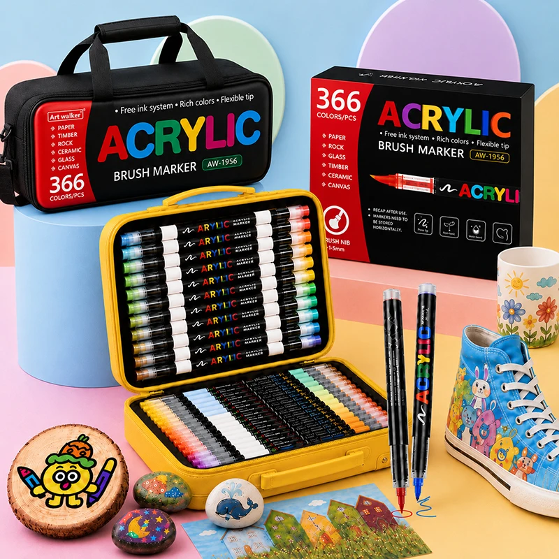 12-366 Colors Acrylic Paint Markers, Quick Dry Brush Tip Pens for Mugs, Rocks, Canvas, Ceramic, Wood DIY
12-366 Colors Acrylic Paint Markers, Quick Dry Brush Tip Pens for Mugs, Rocks, Canvas, Ceramic, Wood DIY
