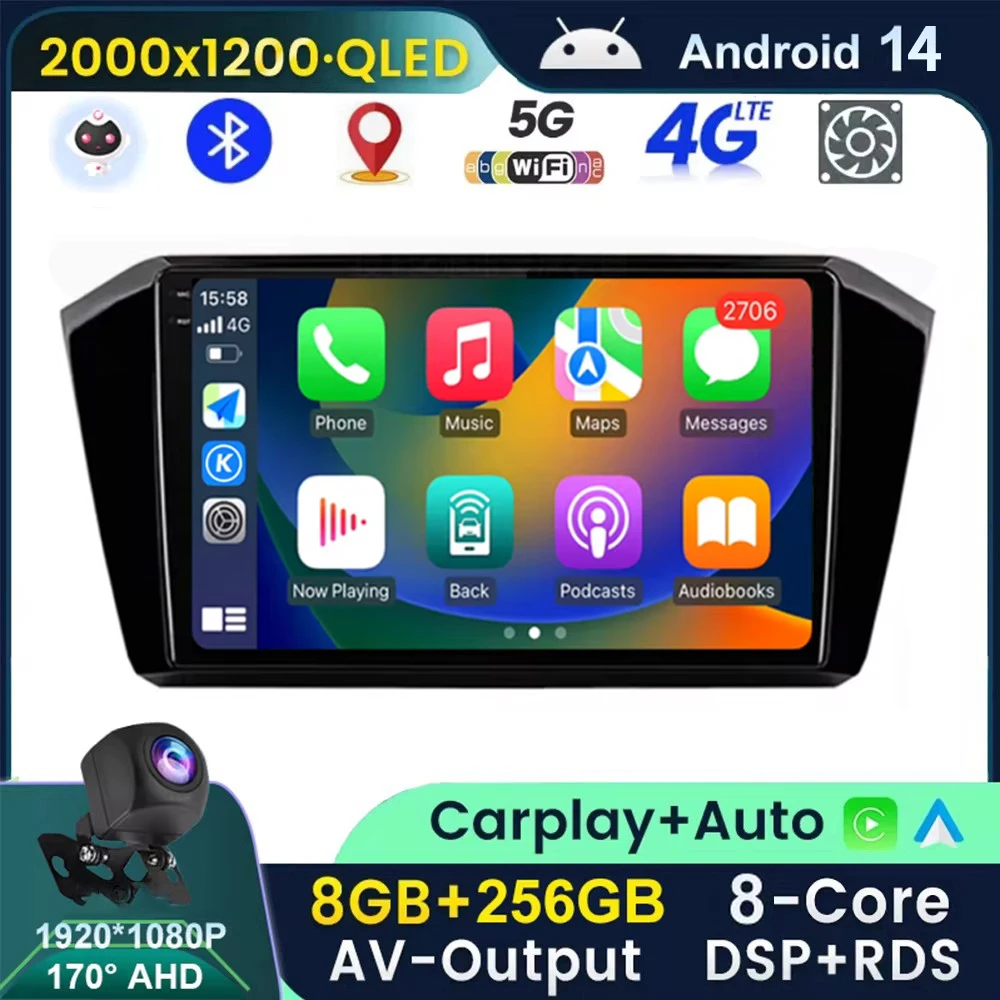 QLED 2K Android 140Car Radio For VW Passat B8 2015 - 2020 Wireless Carplay Auto Video Player GPS Navigation Multimedia Stereo
QLED 2K Android 140Car Radio For VW Passat B8 2015 - 2020 Wireless Carplay Auto Video Player GPS Navigation Multimedia Stereo
