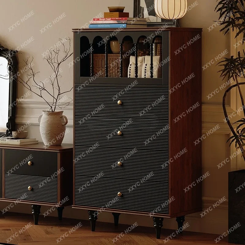 retro solid wood chest, household color matching, bedside cabinet, bedroom storage
retro solid wood chest, household color matching, bedside cabinet, bedroom storage