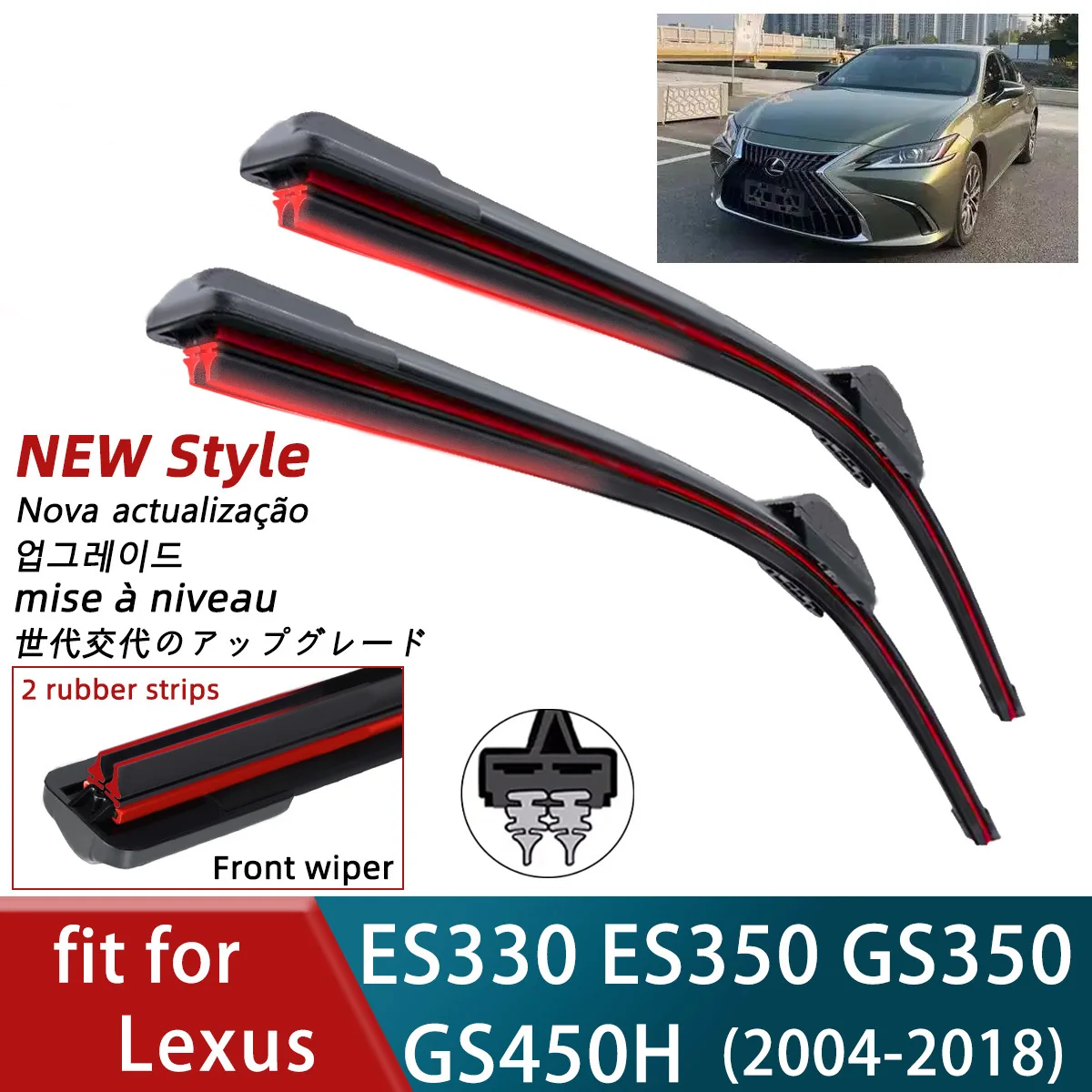 Double Rubber Car Wipers for Lexus ES330 ES350 GS350 GS450H Front Blades Brushes Cutter Parts Accessories Windscreen Wiper Parts
Double Rubber Car Wipers for Lexus ES330 ES350 GS350 GS450H Front Blades Brushes Cutter Parts Accessories Windscreen Wiper Parts