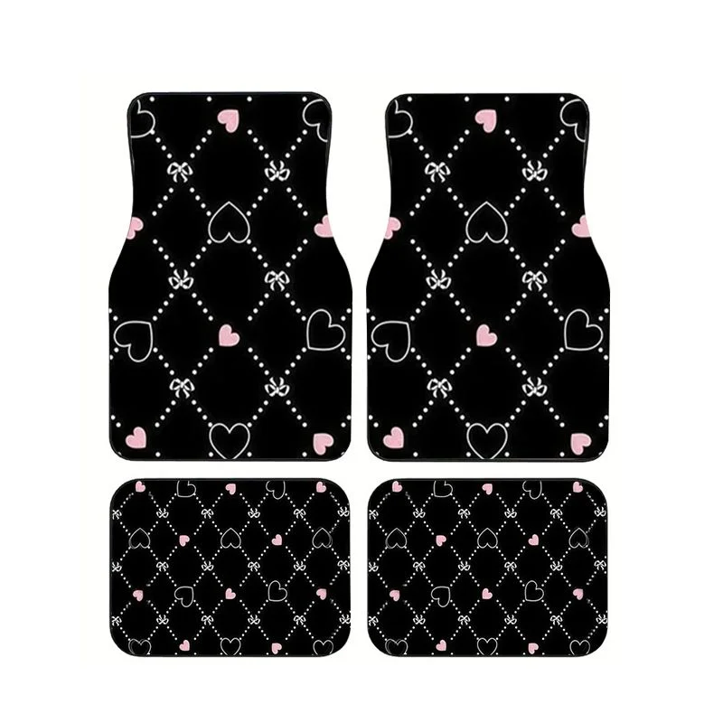 Black Pink Heart Bow Print Car Floor Mats 4pcs Universal Fit Non-slip Foot Carpets for Girly Car Decor
Black Pink Heart Bow Print Car Floor Mats 4pcs Universal Fit Non-slip Foot Carpets for Girly Car Decor