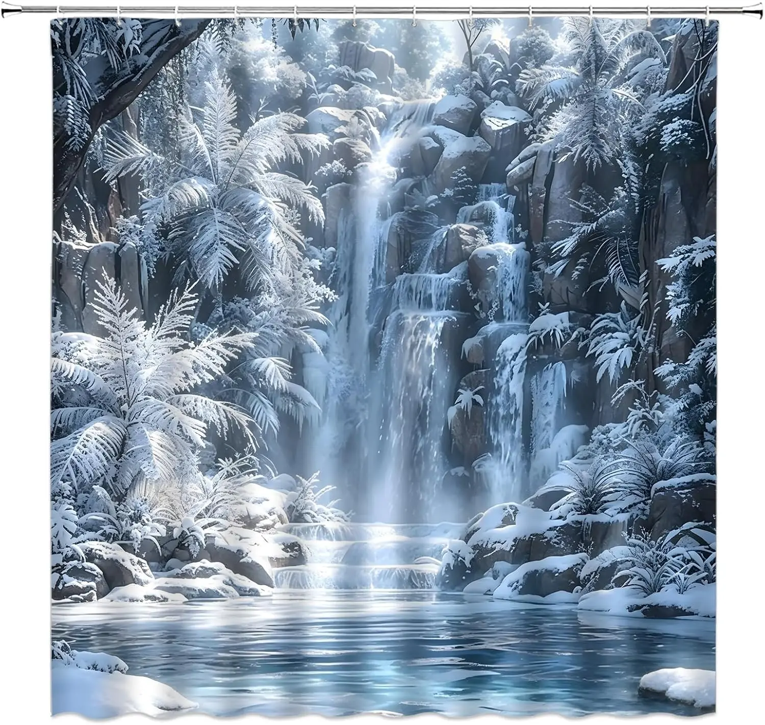 Aesthetic Snowy Waterfall Shower Curtain Nature Forest Scene Bathroom Decor Winter Spa Curtain
Aesthetic Snowy Waterfall Shower Curtain Nature Forest Scene Bathroom Decor Winter Spa Curtain