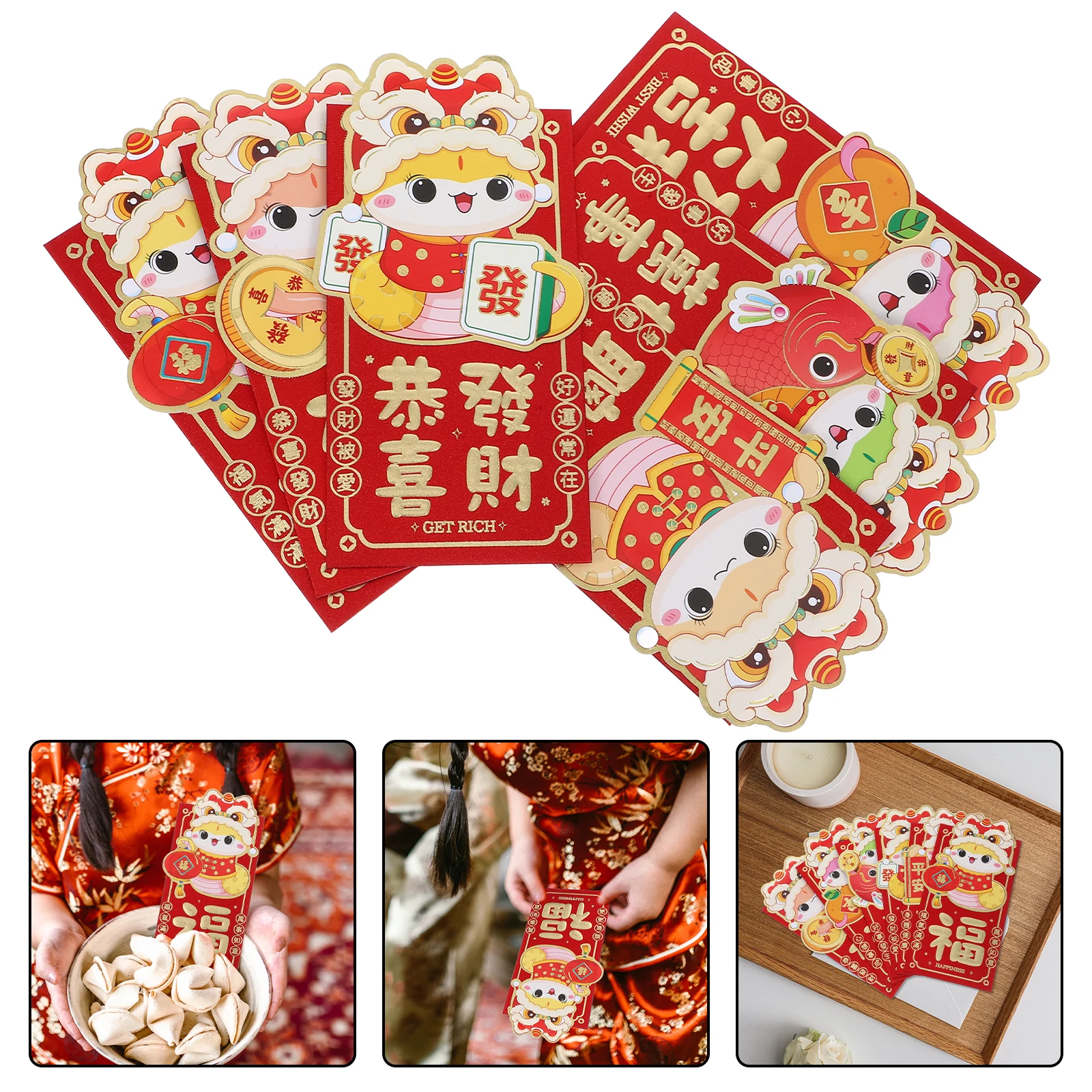 12 Pcs Cartoon Red Envelope Chinese New Year Decor Envelopes Cards with Pocket Packet Snake
12 Pcs Cartoon Red Envelope Chinese New Year Decor Envelopes Cards with Pocket Packet Snake